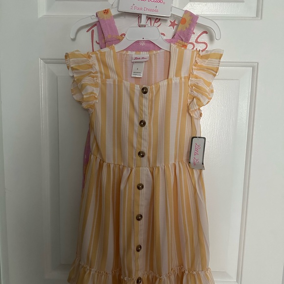 Little Lass Other - Little Lass Yellow and White Striped Dress